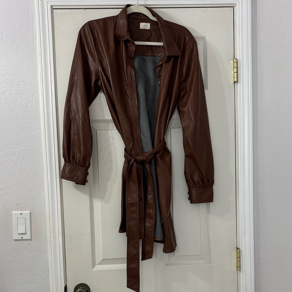 Wilfred Brown Leather Trench Jacket with Belt